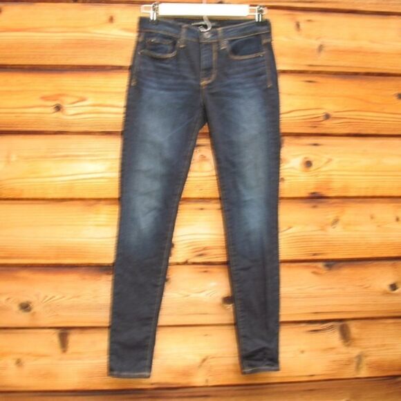 Dark Blue Mid Rise Skinny Jeans - Picture 2 of 7